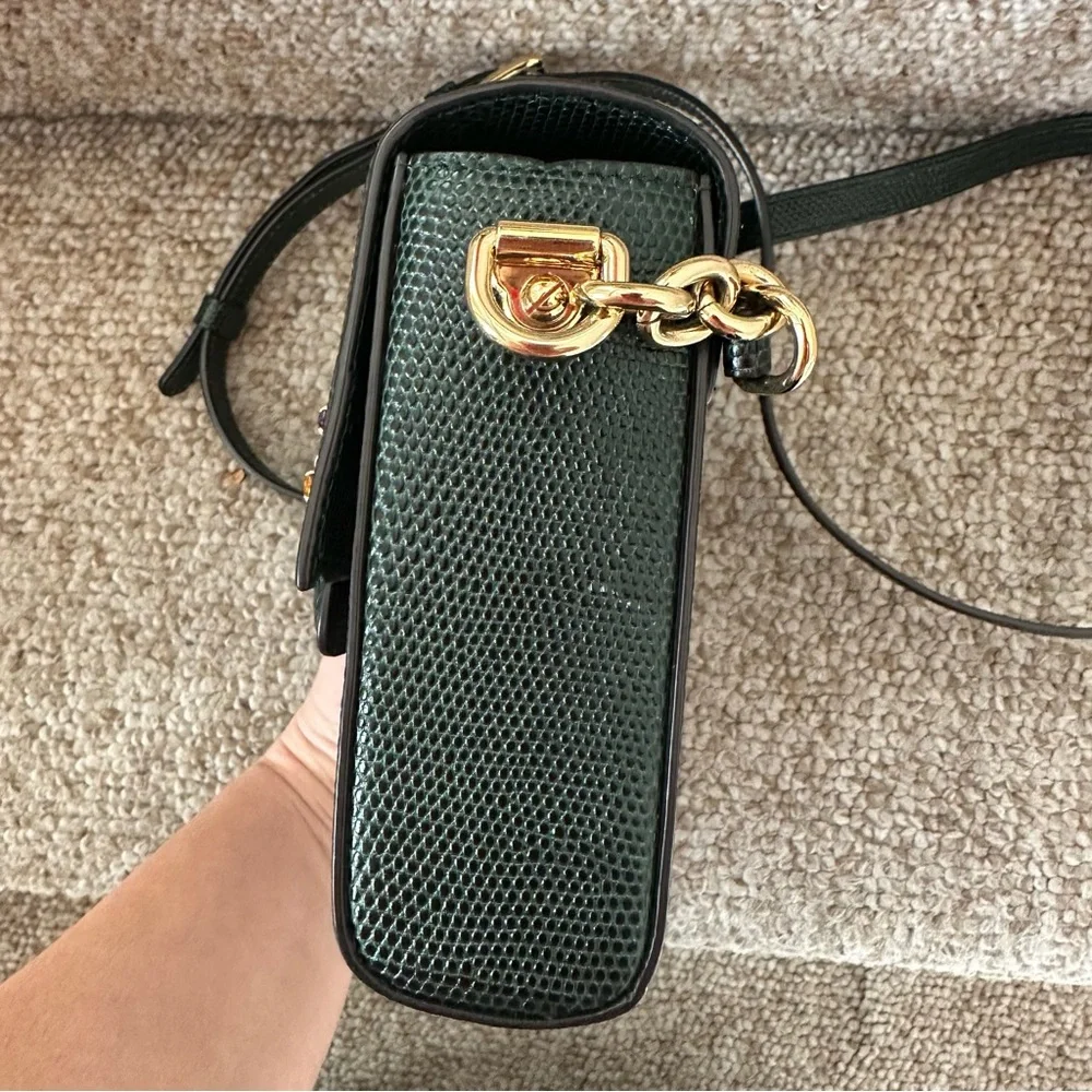 Dolce & Gabbana Forest Green Lizard Embossed Leather DG Millennials Shoulder Bag